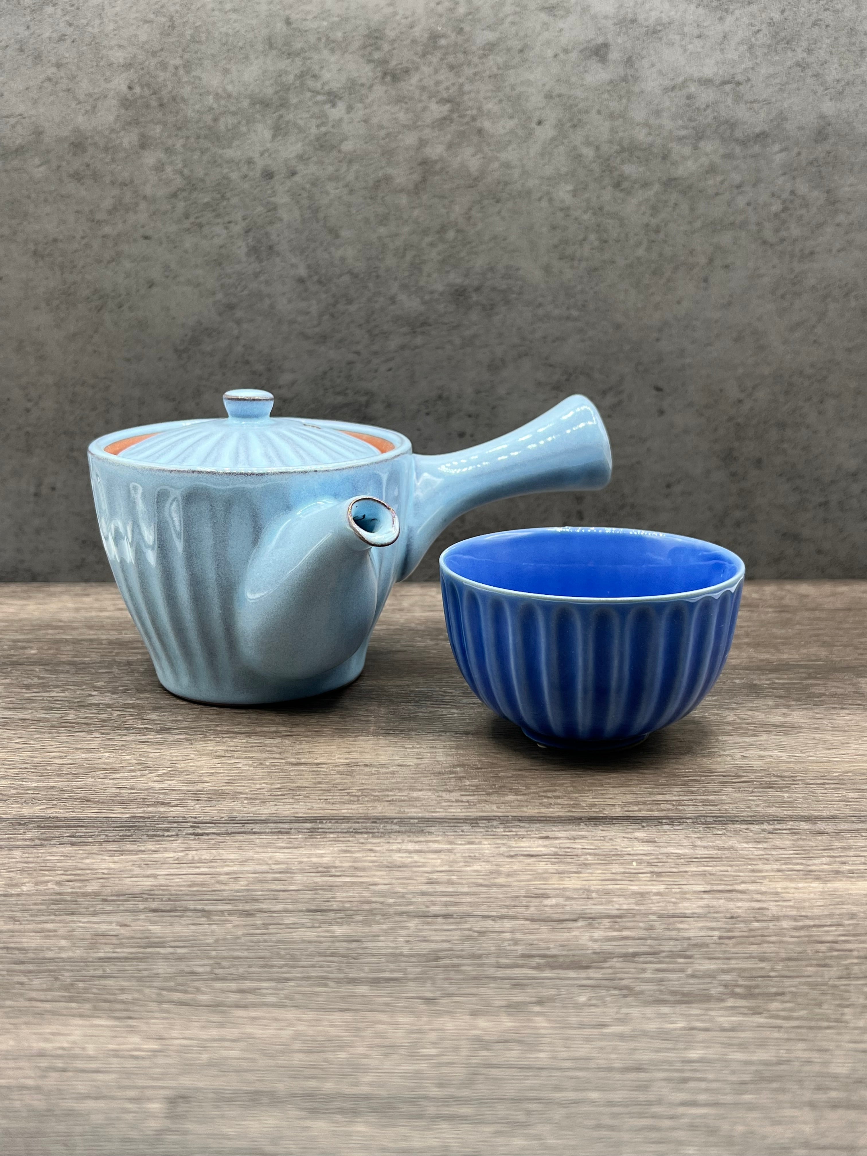 Inoue Hitugana Ocean Blue Mino-yaki Yunomi - Japanese Sencha Teacup