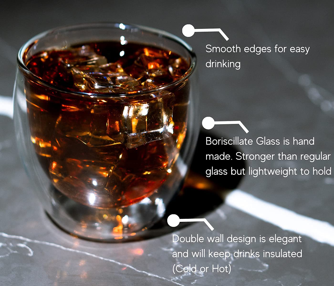 Double Wall Glass Coffee Mugs - 8.5oz/12oz
