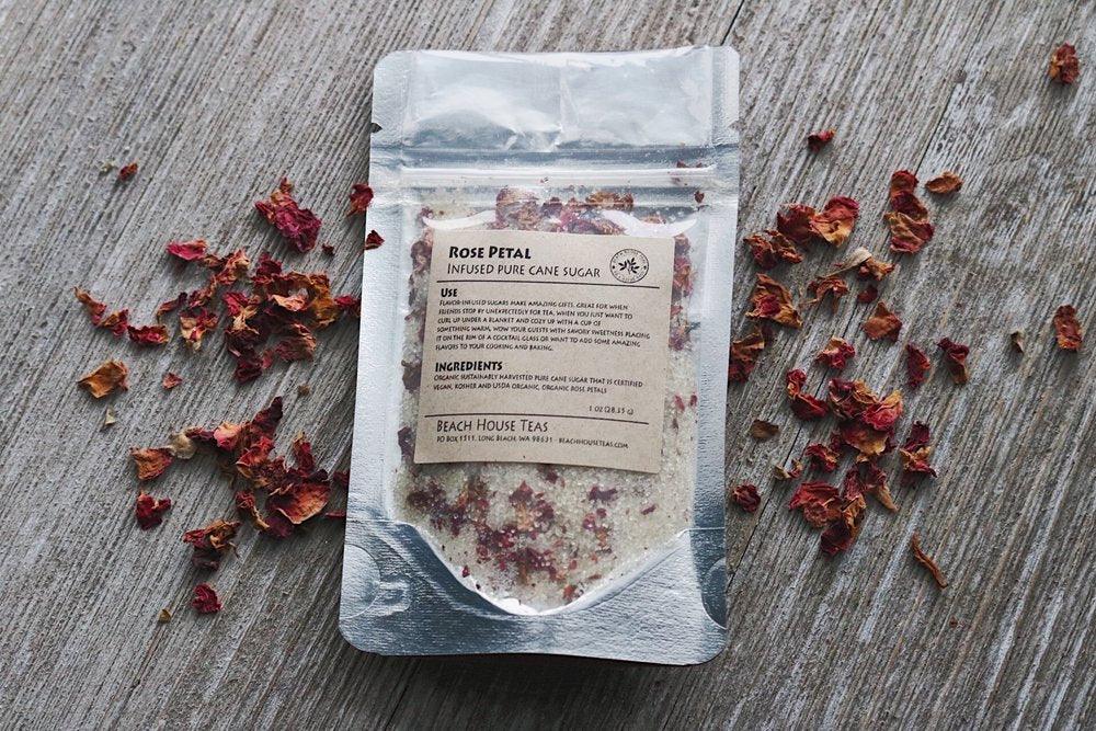 Beach House Rose Petal infused artisan culinary sugar Herbal Tea
