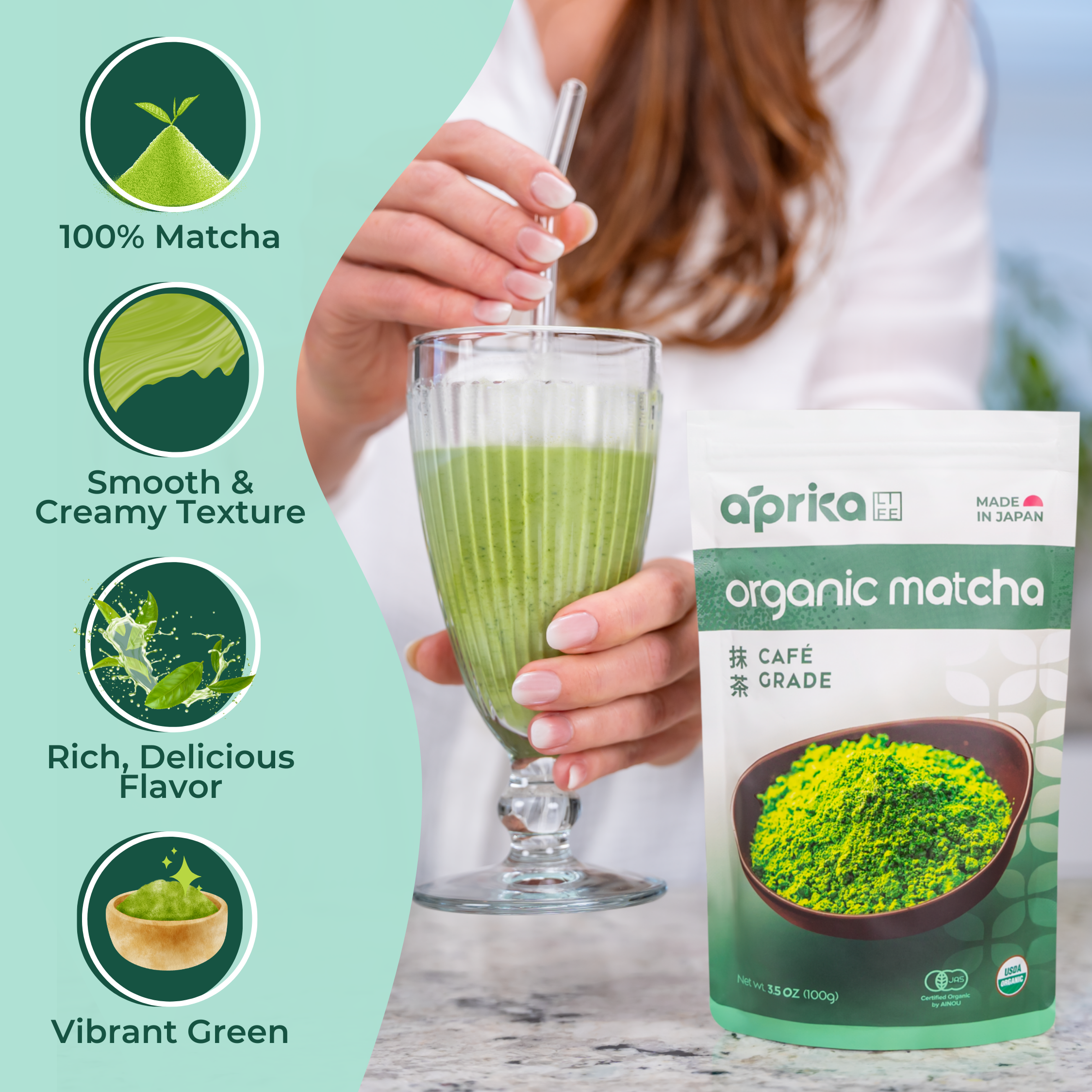 Aprika Life Organic Japanese Matcha Green Tea Powder
