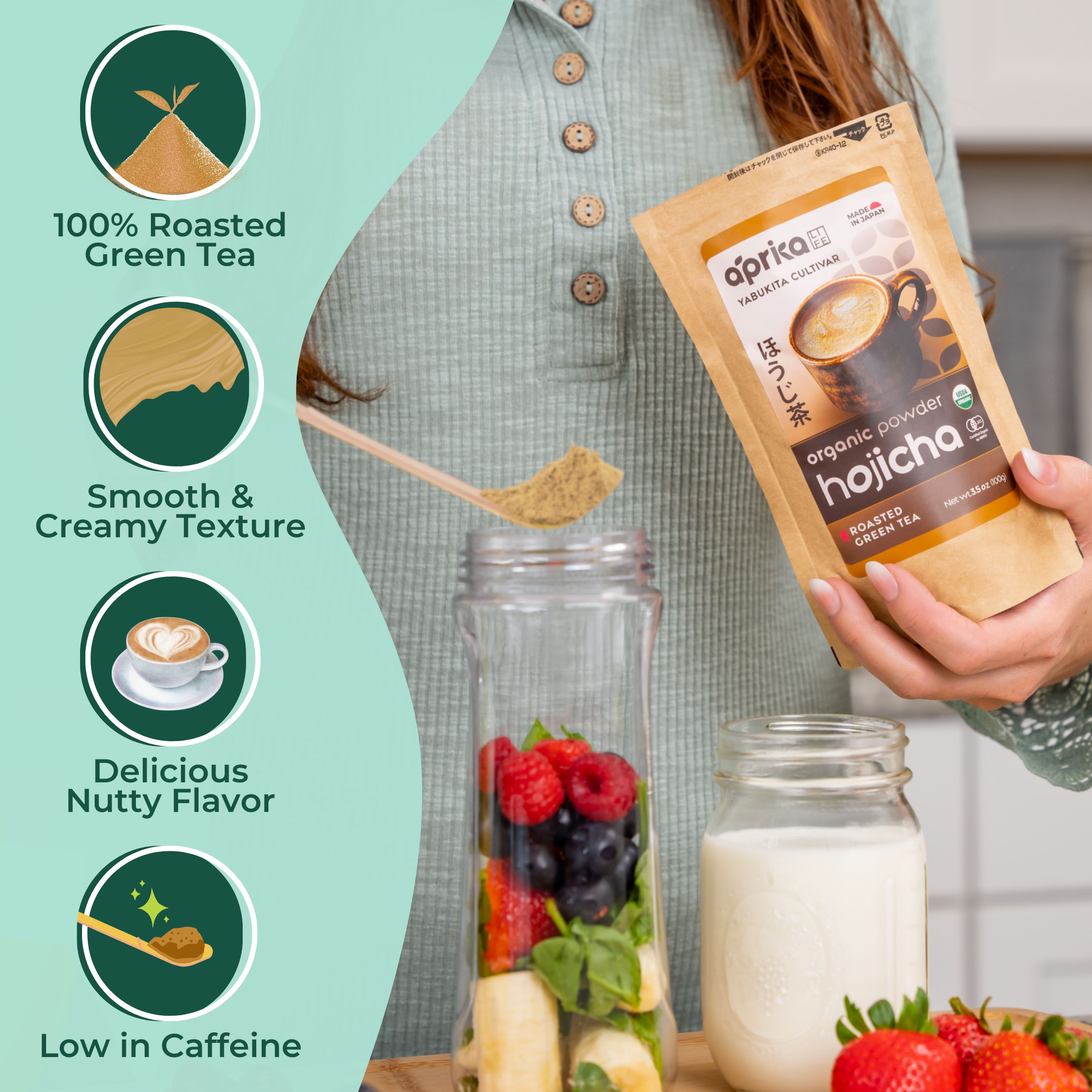 Aprika Life Hojicha Green Tea Powder
