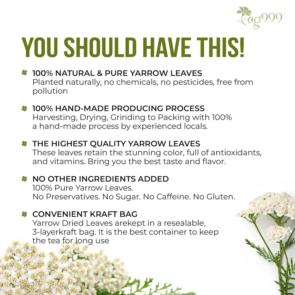 Premium Yarrow Tea Leaves | Naturally Aromatic, Freshly Packed Loose Leaf Yarrow Herbal Tea