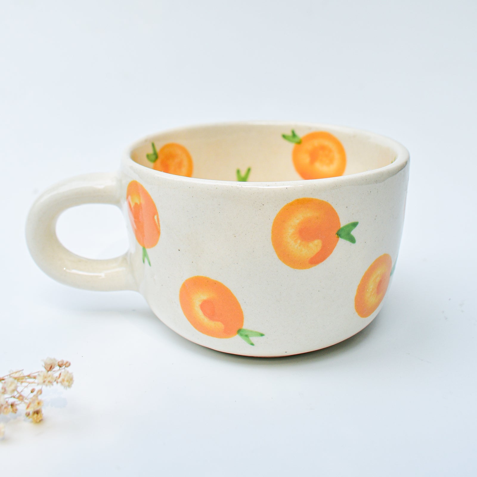 Casa Amarosa Artisan Orange Ceramic Mug – Handmade, 3 Inch