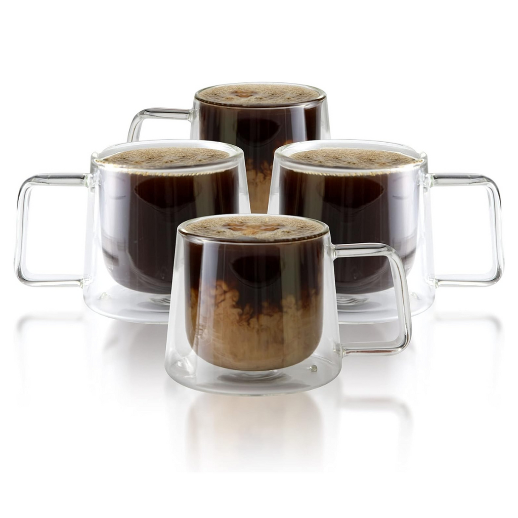 Double Walled Glass Coffee Drink Mug with Handle