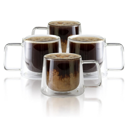 Double Walled Glass Coffee Drink Mug with Handle