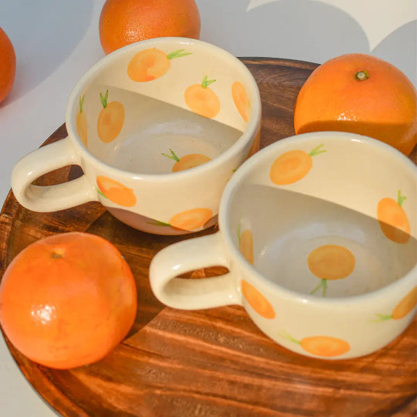Casa Amarosa Artisan Orange Ceramic Mug – Handmade, 3 Inch