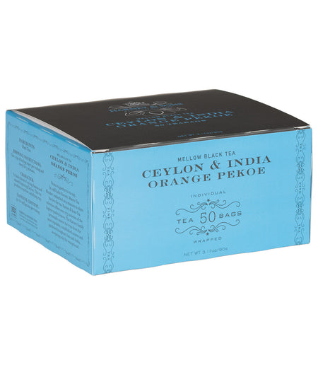Harney & Sons Orange Pekoe, Box of 50 Wrapped Teabags, featuring individually wrapped teabags for a robust tea experience.
