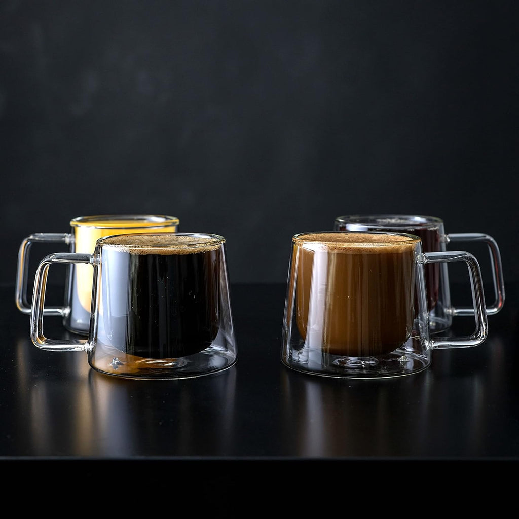 Double Walled Glass Coffee Drink Mug with Handle