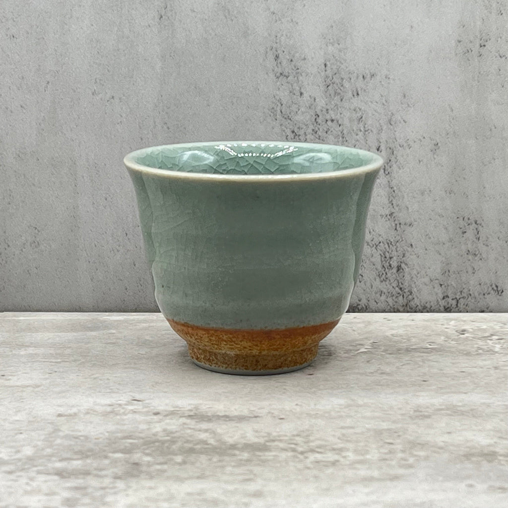 Inoue Tea Seiji Celadon Green Tall Mino-yaki Yunomi - Japanese Sencha Teacup