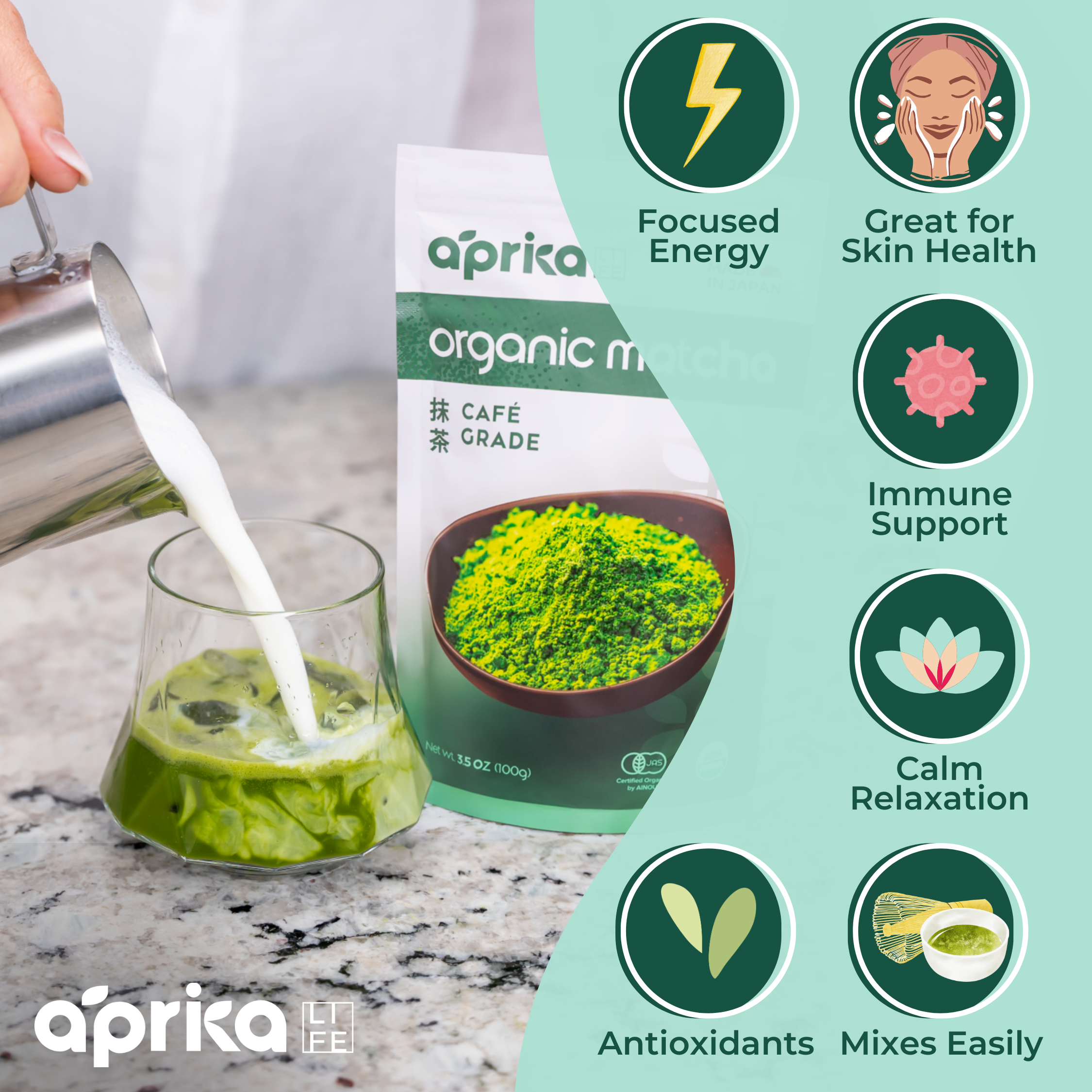 Aprika Life Organic Japanese Matcha Green Tea Powder