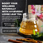 Gardenika Organic Serenity Glow Herbal Tea with Tulsi & Rooibos, Metabolism Support - Stress Relief - Caffeine Free - 55+ Cups - USDA Organic & Kosher - 4 oz (113g)