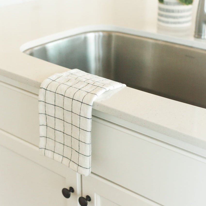 Creative Women Stone Washed Linen Tea Towel - Windowpane