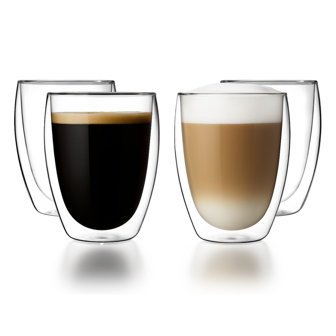 Double Wall Glass Coffee Mugs - 8.5oz/12oz