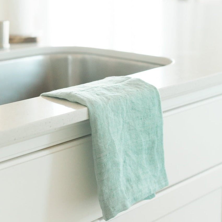 Creative Women Stone Washed Linen Tea Towel - Ocean Spray