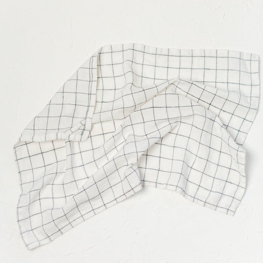 Creative Women Stone Washed Linen Tea Towel - Windowpane