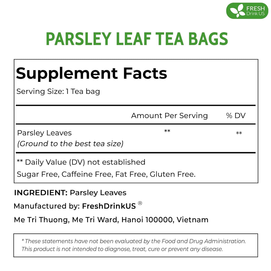 Premium Parsley Leaf Tea Bags, 100% Natural & Pure from Parsley Leaves. Herbal Tea