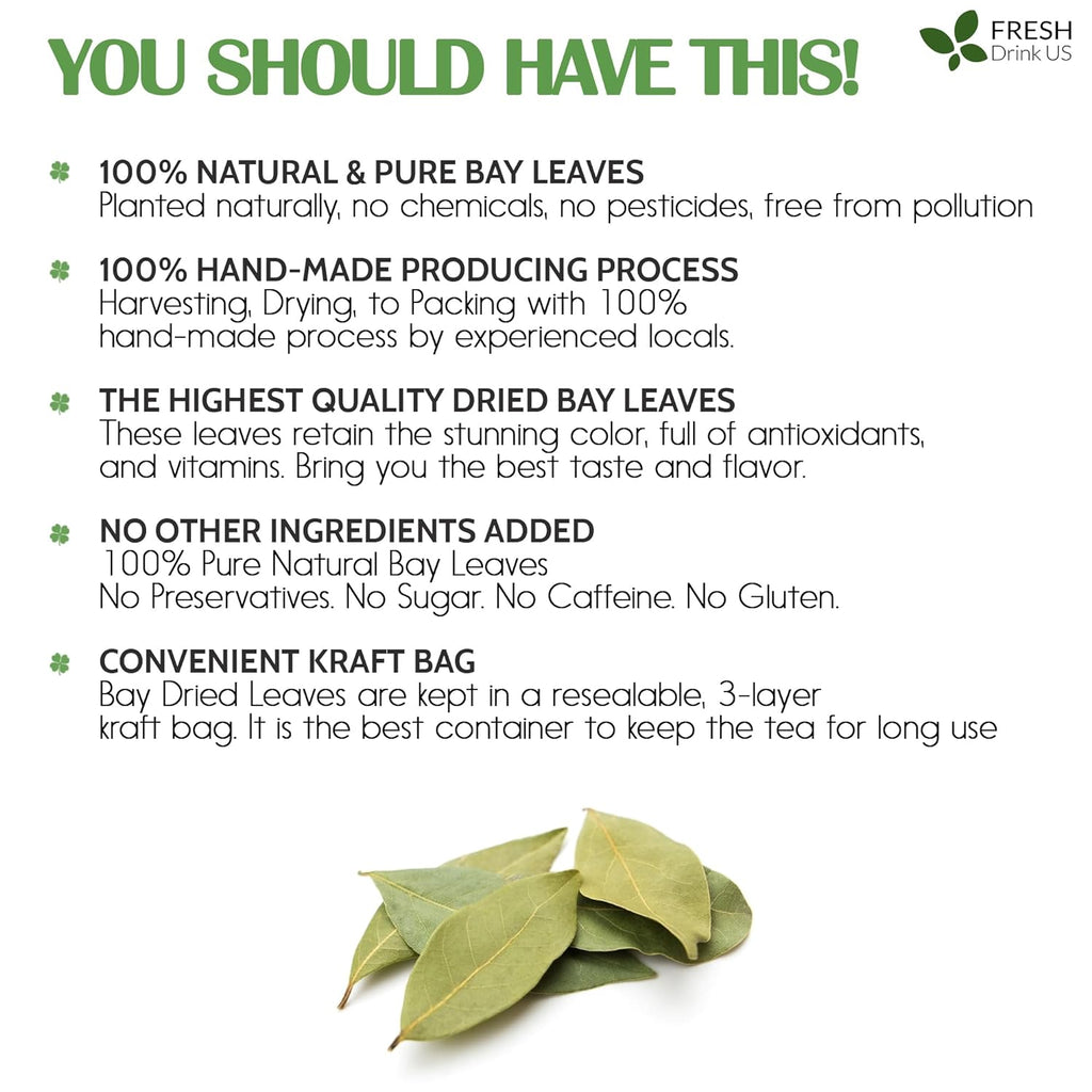 Premium Dried Bay Leaves, Tea Bags, Powder, Bay Leaves Spice, Whole Nice Leaves, Wildcrafted, Fresh Harvested, Bay Leaves For Cooking, Sugar-Free, Gluten Free, Caffeine Free, Vegan Herbal Tea