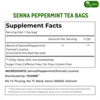 Premium Senna Peppermint Tea Bags. Relieves Constipation Natural Tea Herbal Tea