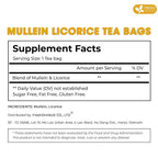 Premium Mullein Licorice Tea Bags. 100% Natural, Blend of Mullein Leaves, and Licorice Root. Herbal Tea