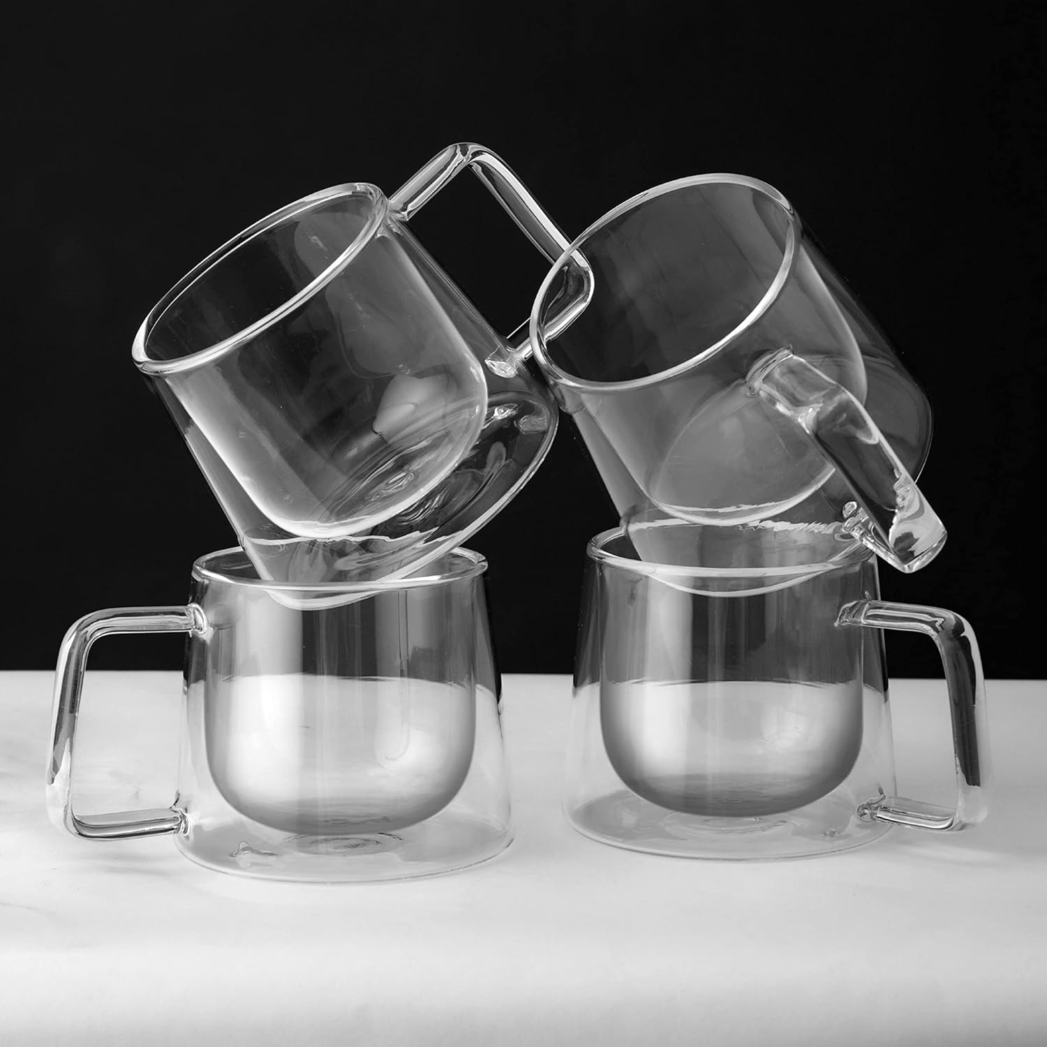 Double Walled Glass Coffee Drink Mug with Handle