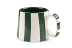 Casa Amarosa Ceramic Olive Stripe Cup - 3.5 x 2.5 Inches (Set of 4)