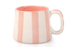 Casa Amarosa Ceramic Pink Stripe Cup- 220ml - 3.5 x 2.5 Inches (Set of 2)