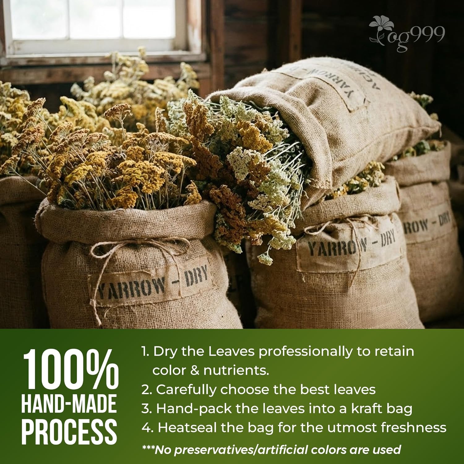 Premium Yarrow Tea Leaves | Naturally Aromatic, Freshly Packed Loose Leaf Yarrow Herbal Tea