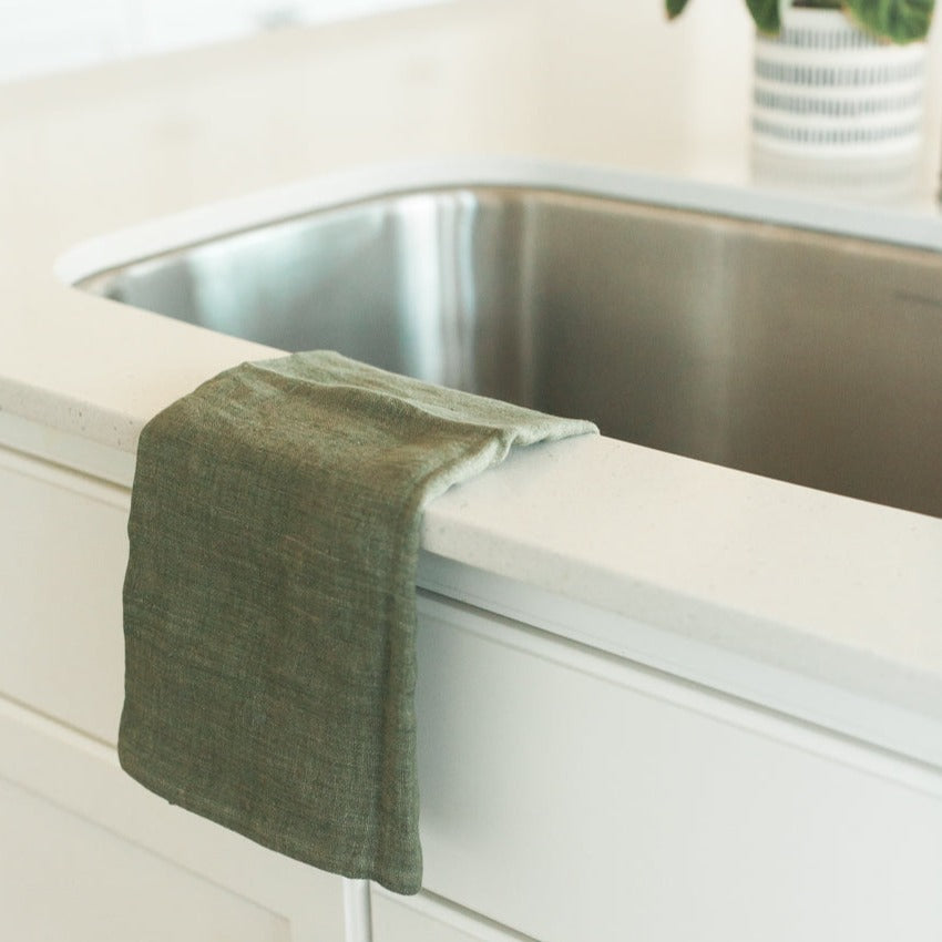 Creative Women Stone Washed Linen Tea Towel - Sage
