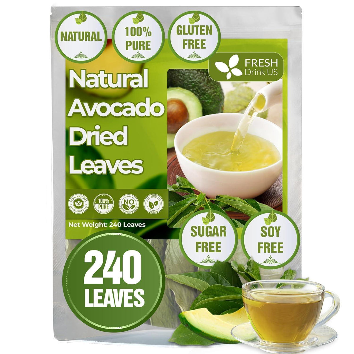 Natural Avocado Whole Leaves Dried, Tea Bags, 100% Pure from Avocado Leaves, Avocado Leaf Tea, Hojas de Aguacate Seca, No Additives, No Caffeine, Vegan Herbal Tea