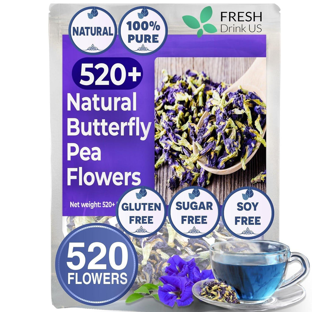 Premium Butterfly Pea Flowers, Tea Bags, 100% Natural and Pure from Butterfly Pea Flowers, Hand-made, Made With Natural Materials-Corn Fiber Tea Bag, Sugar/Caffeine/Gluten Free Herbal Tea