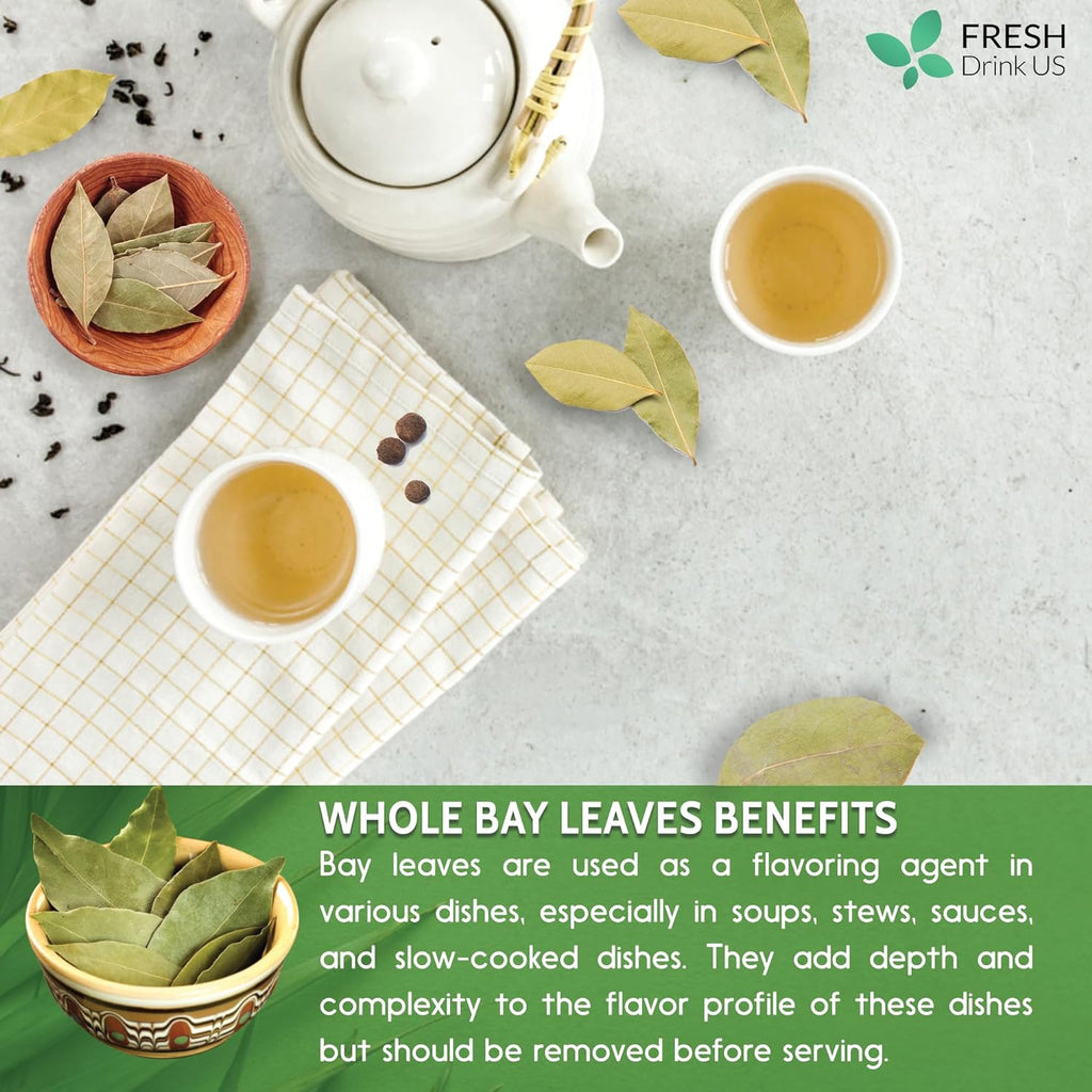 Premium Dried Bay Leaves, Tea Bags, Powder, Bay Leaves Spice, Whole Nice Leaves, Wildcrafted, Fresh Harvested, Bay Leaves For Cooking, Sugar-Free, Gluten Free, Caffeine Free, Vegan Herbal Tea