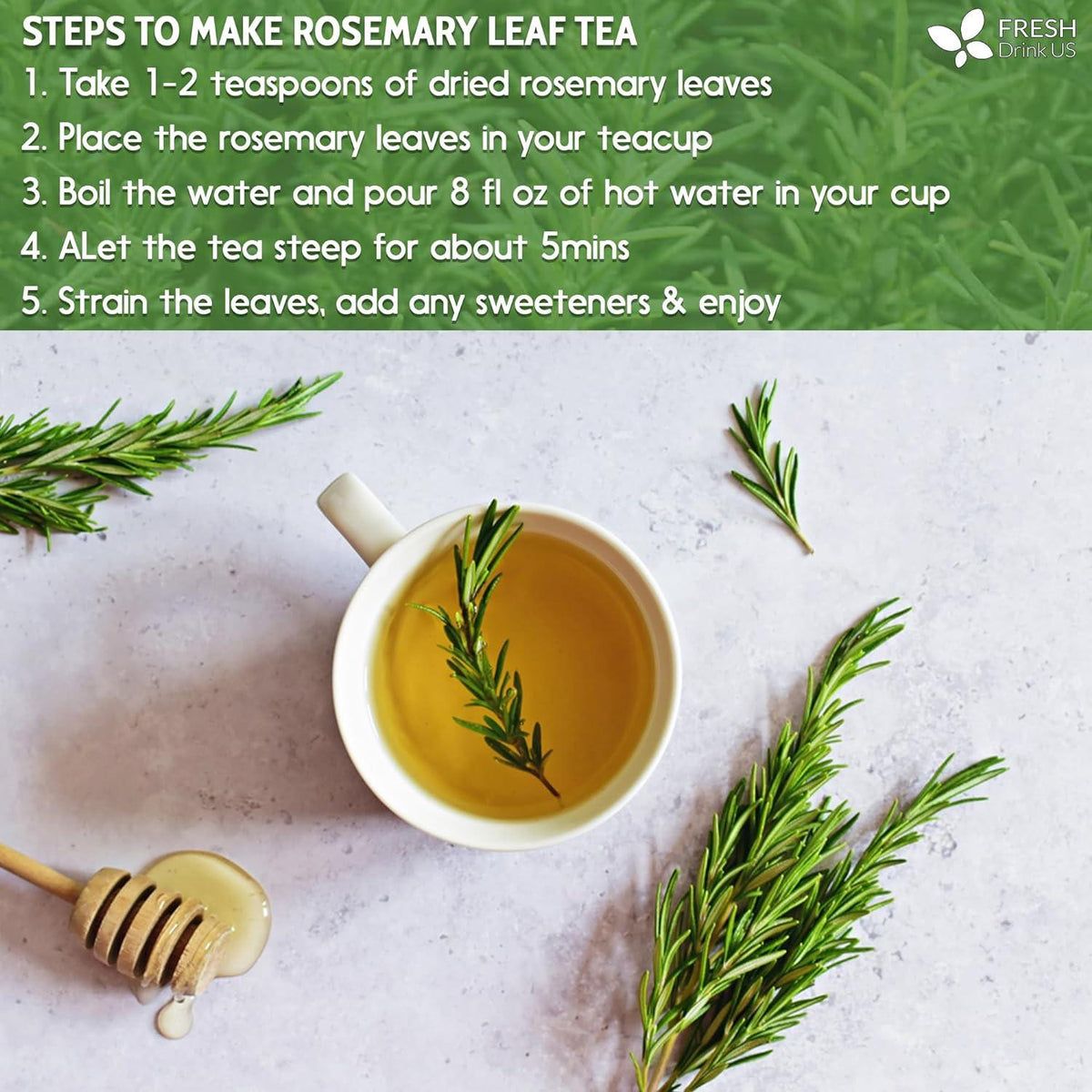 Premium Rosemary Leaves, Tea Bags, Powder, 100% Natural & Pure from Dried Rosemary Leaves, No Additives, No Caffeine, Vegan. Dried Rosemary Herb, Perfect for Seasoning, Spice Blends for Grilling & Cooking Herbal Tea