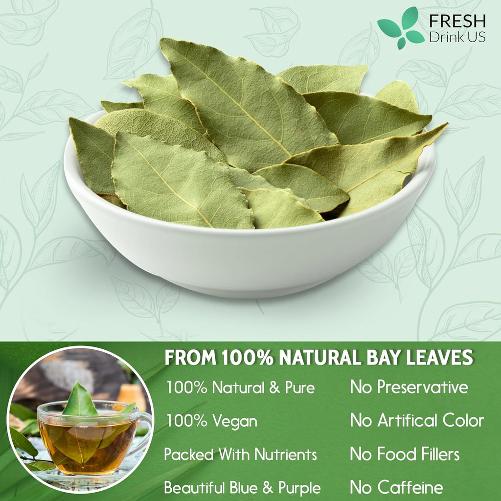 Premium Dried Bay Leaves, Tea Bags, Powder, Bay Leaves Spice, Whole Nice Leaves, Wildcrafted, Fresh Harvested, Bay Leaves For Cooking, Sugar-Free, Gluten Free, Caffeine Free, Vegan Herbal Tea