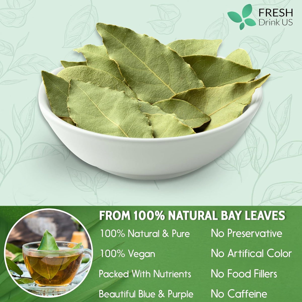 Premium Dried Bay Leaves, Tea Bags, Powder, Bay Leaves Spice, Whole Nice Leaves, Wildcrafted, Fresh Harvested, Bay Leaves For Cooking, Sugar-Free, Gluten Free, Caffeine Free, Vegan Herbal Tea