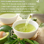 Natural Avocado Whole Leaves Dried, Tea Bags, 100% Pure from Avocado Leaves, Avocado Leaf Tea, Hojas de Aguacate Seca, No Additives, No Caffeine, Vegan Herbal Tea
