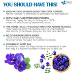 Premium Butterfly Pea Flowers, Tea Bags, 100% Natural and Pure from Butterfly Pea Flowers, Hand-made, Made With Natural Materials-Corn Fiber Tea Bag, Sugar/Caffeine/Gluten Free Herbal Tea