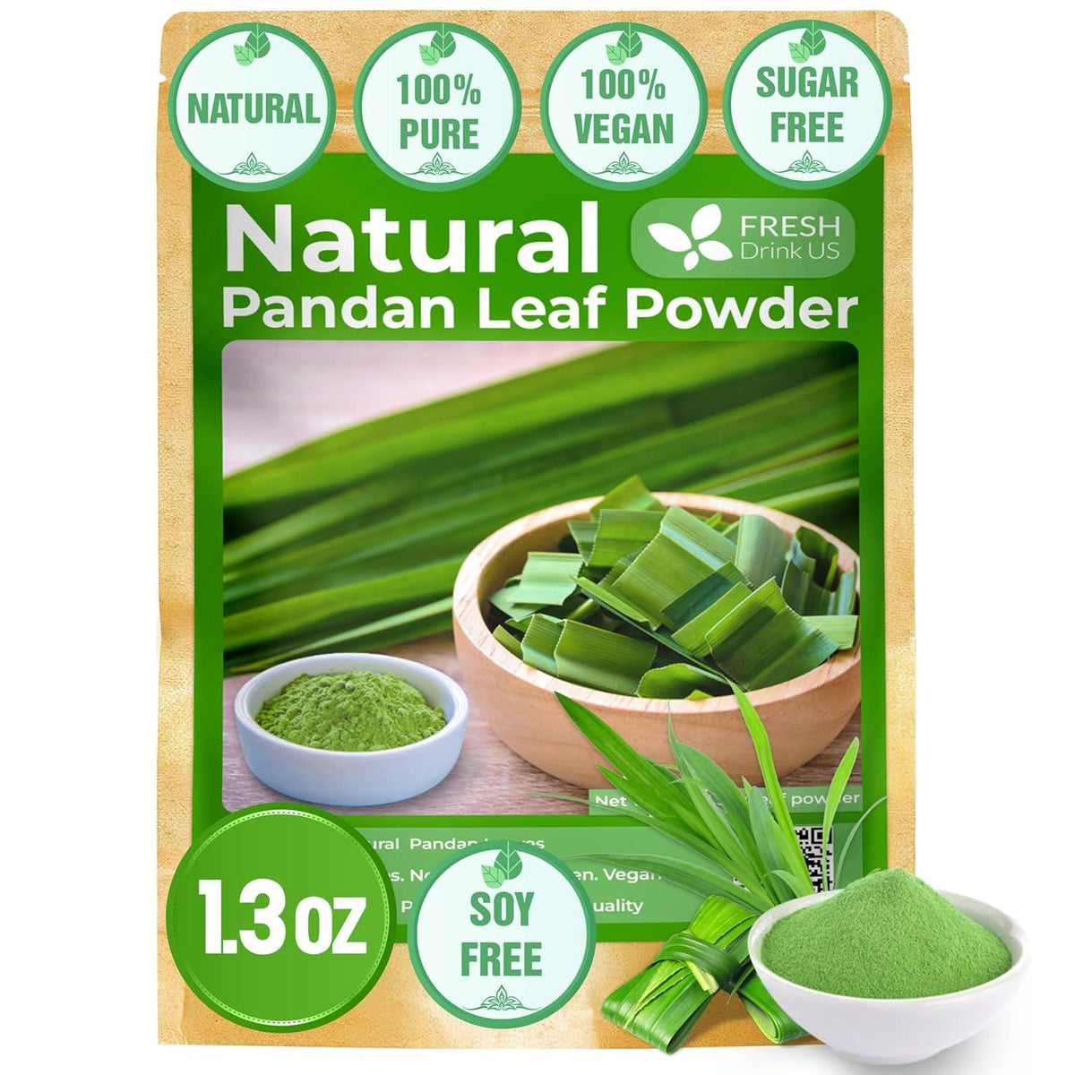 Natural Pandan Leaves Dried, Pandan Leaf Powder, 100% Pure Dried Pandan Leaves, Pandan Leaf Tea, No Additives, No Caffeine, Vegan Herbal Tea
