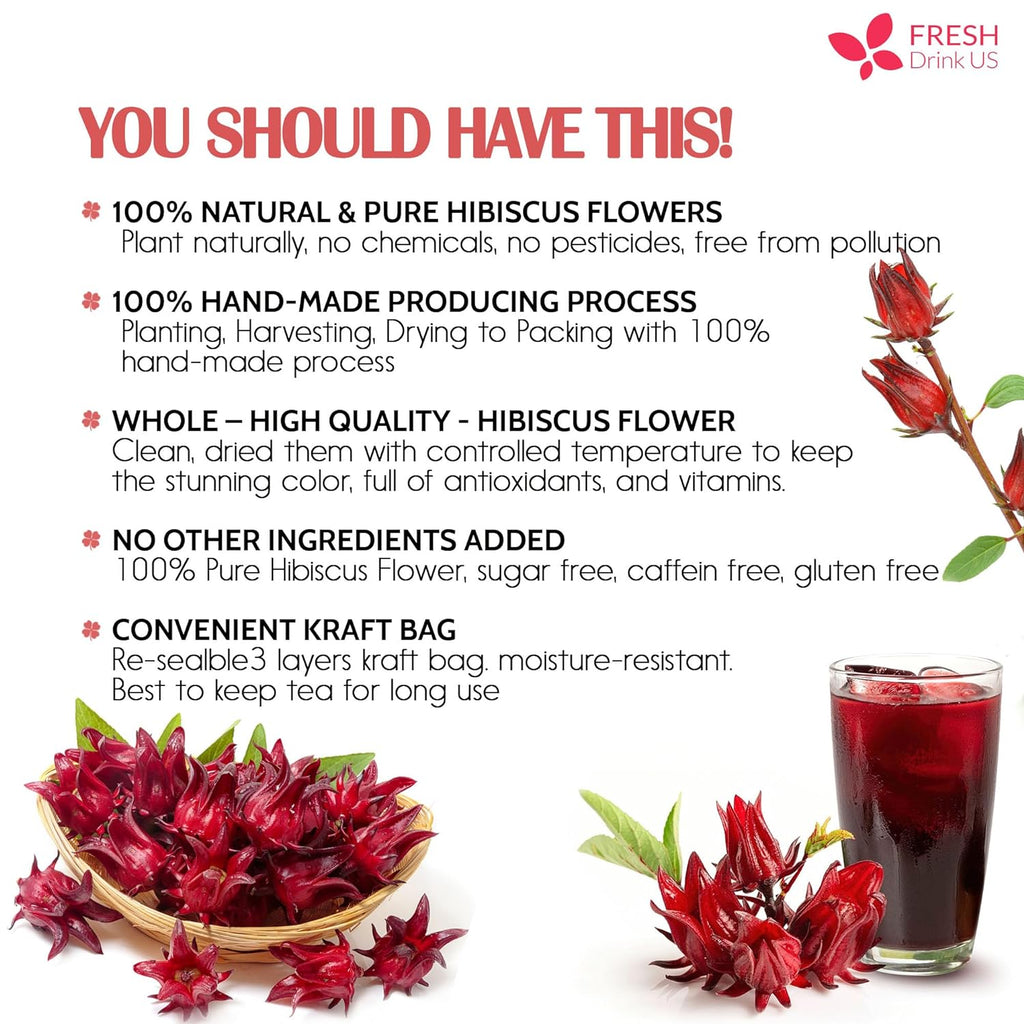 FreshDrinkUS Hibiscus Flower Tea Bags
