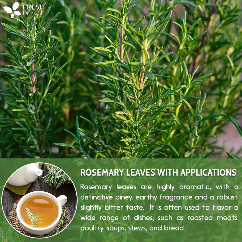 Premium Rosemary Leaves, Tea Bags, Powder, 100% Natural & Pure from Dried Rosemary Leaves, No Additives, No Caffeine, Vegan. Dried Rosemary Herb, Perfect for Seasoning, Spice Blends for Grilling & Cooking Herbal Tea