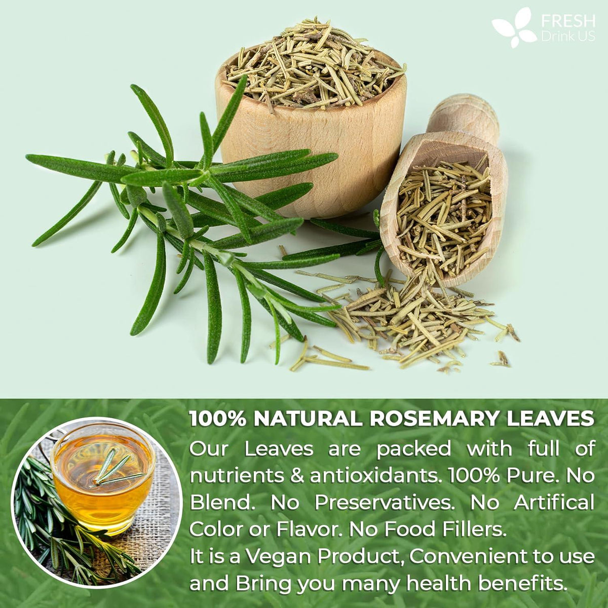 Premium Rosemary Leaves, Tea Bags, Powder, 100% Natural & Pure from Dried Rosemary Leaves, No Additives, No Caffeine, Vegan. Dried Rosemary Herb, Perfect for Seasoning, Spice Blends for Grilling & Cooking Herbal Tea