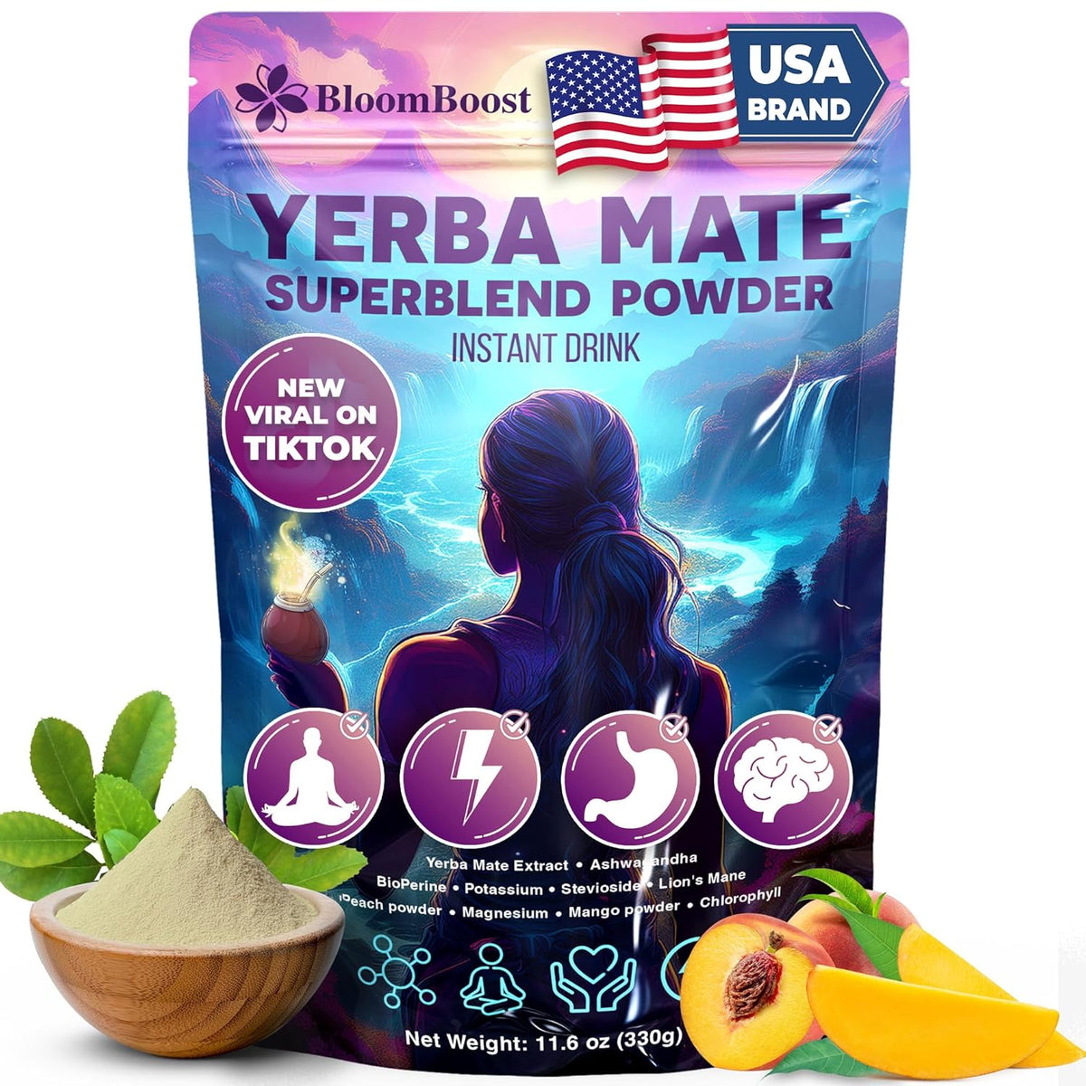 FreshDrinkUS - Natural and Premium Herbal Yerba Mate Instant Tea Powder | Superfood Energy & Focus Blend Matcha
