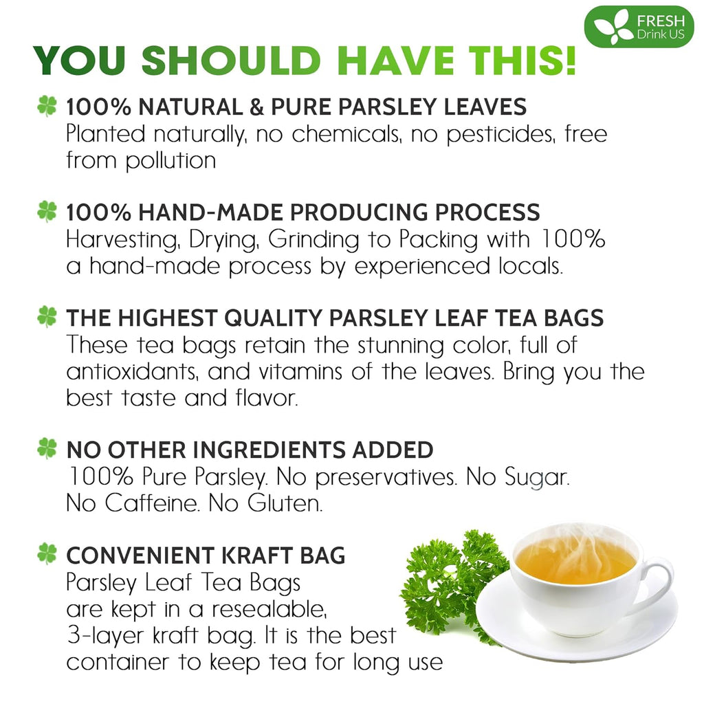 Premium Parsley Leaf Tea Bags, 100% Natural & Pure from Parsley Leaves. Herbal Tea