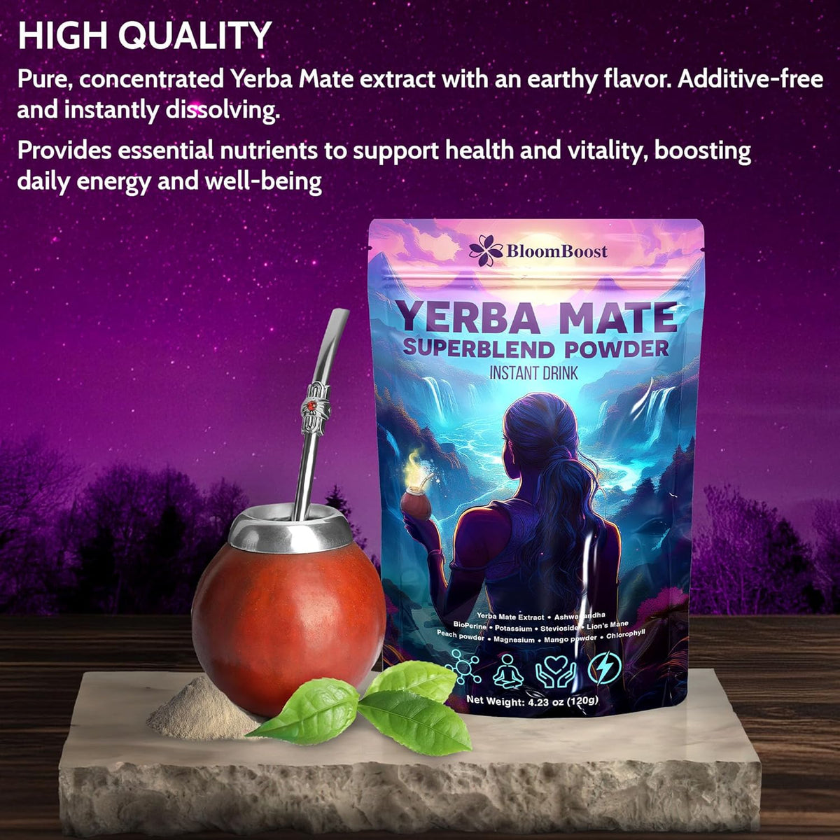 FreshDrinkUS - Natural and Premium Herbal Yerba Mate Instant Tea Powder | Superfood Energy & Focus Blend Matcha