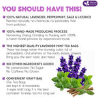 Premium Lavender Mint Tea Bags. 100% Natural, Blend of Lavender, Peppermint, Sage and Licorice. Herbal Tea