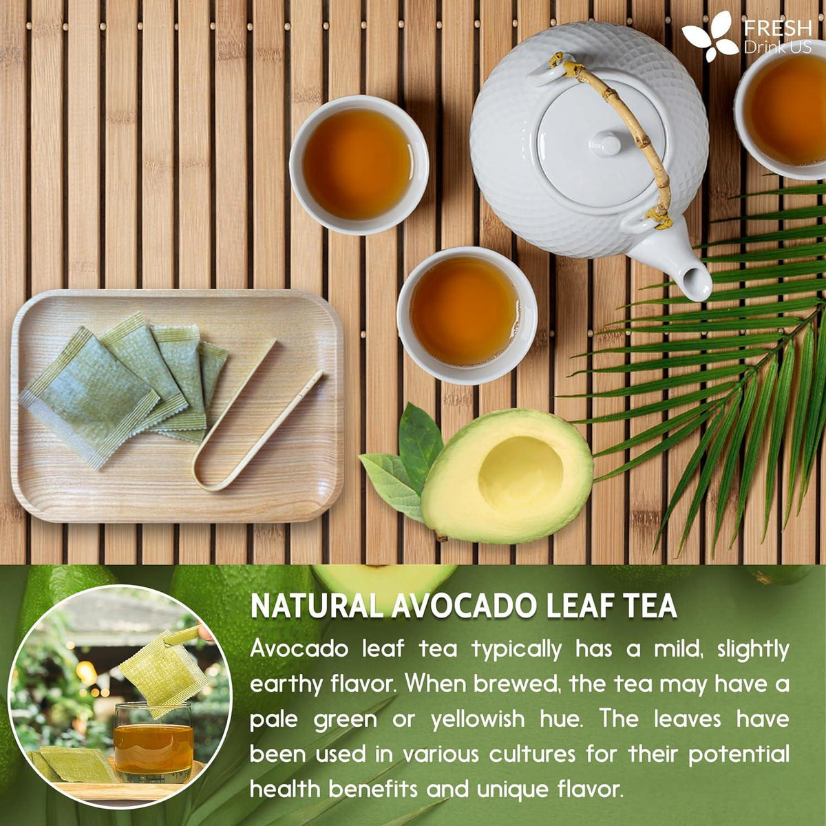 Natural Avocado Whole Leaves Dried, Tea Bags, 100% Pure from Avocado Leaves, Avocado Leaf Tea, Hojas de Aguacate Seca, No Additives, No Caffeine, Vegan Herbal Tea