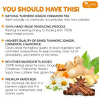Premium Turmeric, Ginger, Cinnamon & Chamomile Flowers Tea | Improve Digestion, Support Brain, Weight, Skin and Sleep, Eco-Conscious Tea Bags Herbal Tea