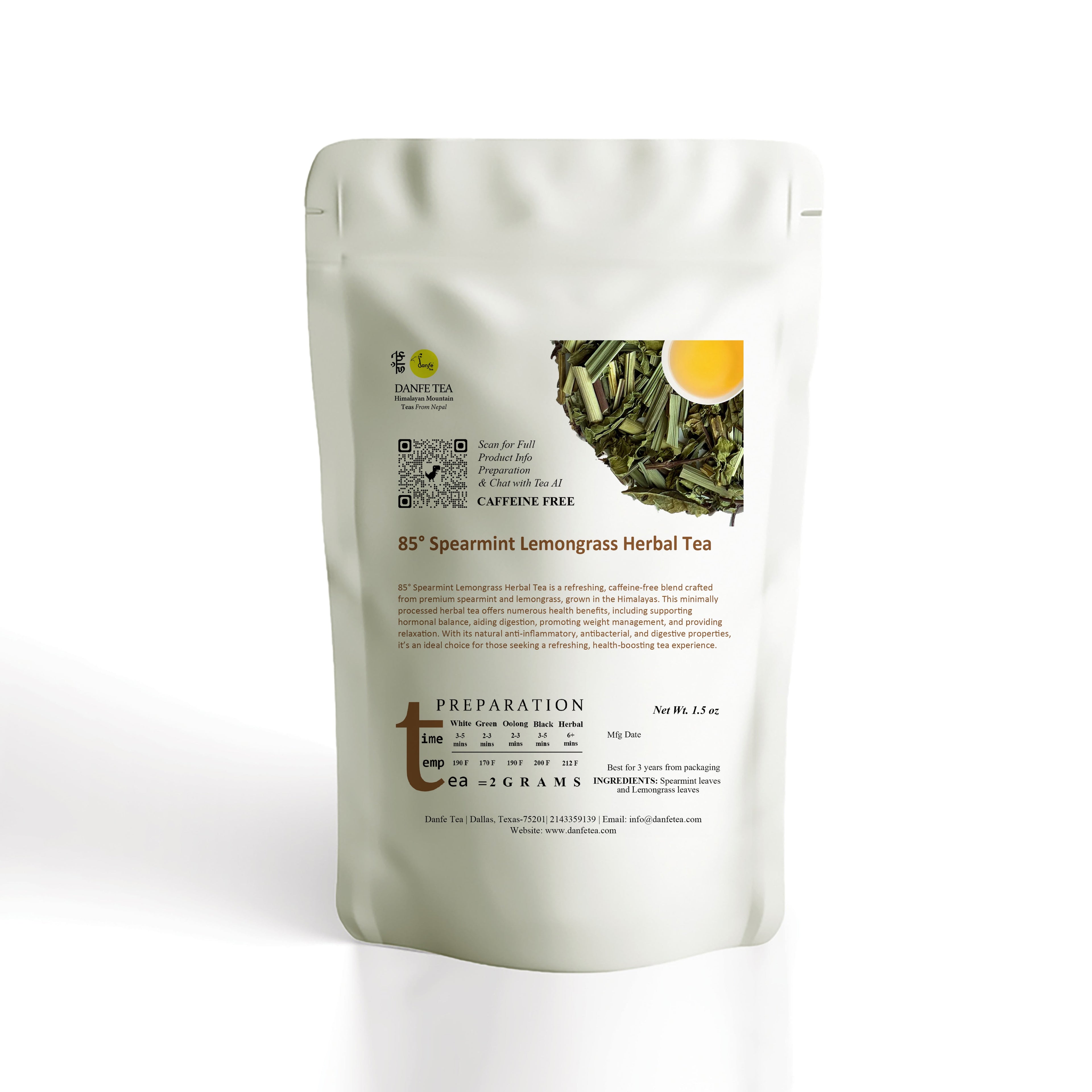 Danfe Spearmint Lemongrass Herbal Tea (Caffeine Free)