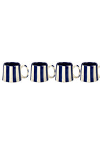 Casa Amarosa Ceramic Dark Blue Stripe Cup - 3.5 x 2.5 Inches ( Set of 4 )