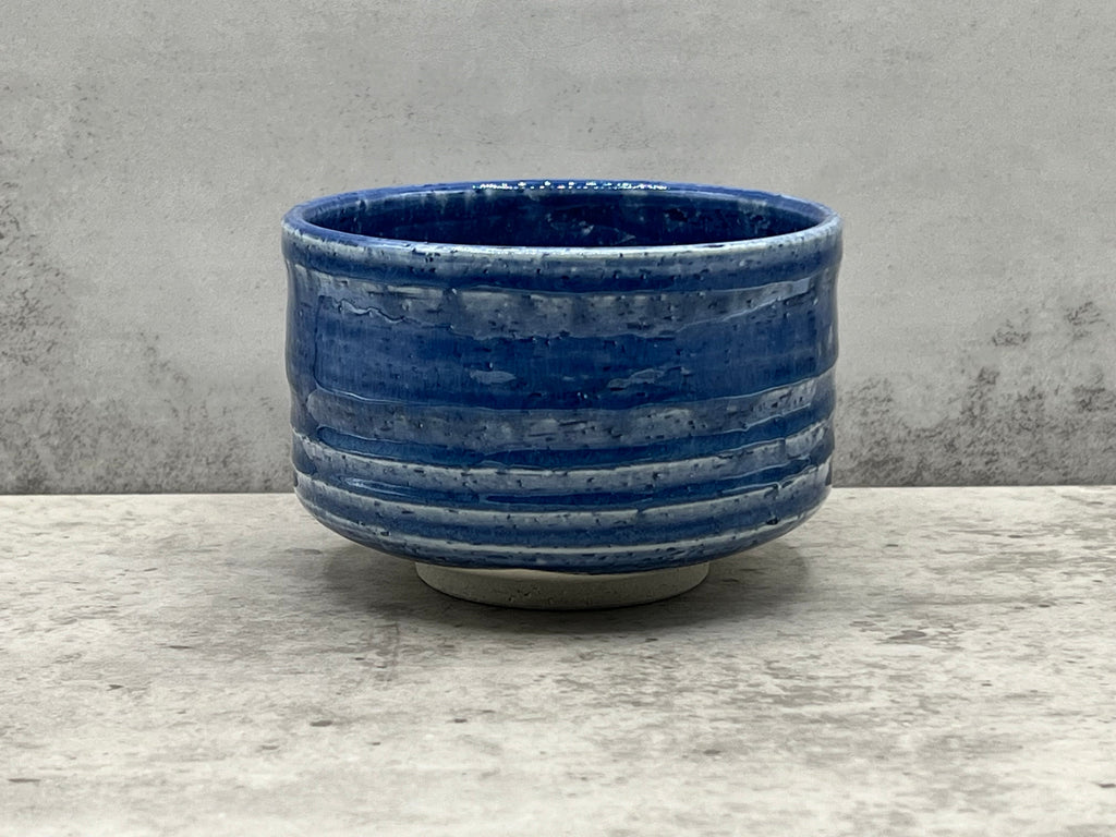 Inoue Tea Ranyu Blue Mino-yaki Chawan - Japanese Matcha Bowl