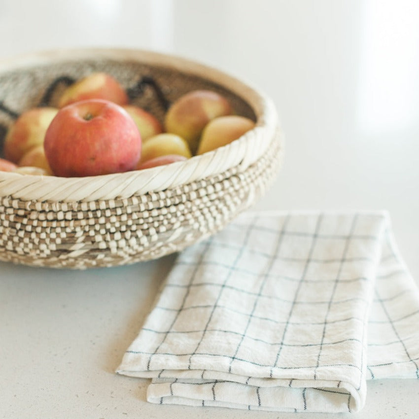 Creative Women Stone Washed Linen Tea Towel - Windowpane